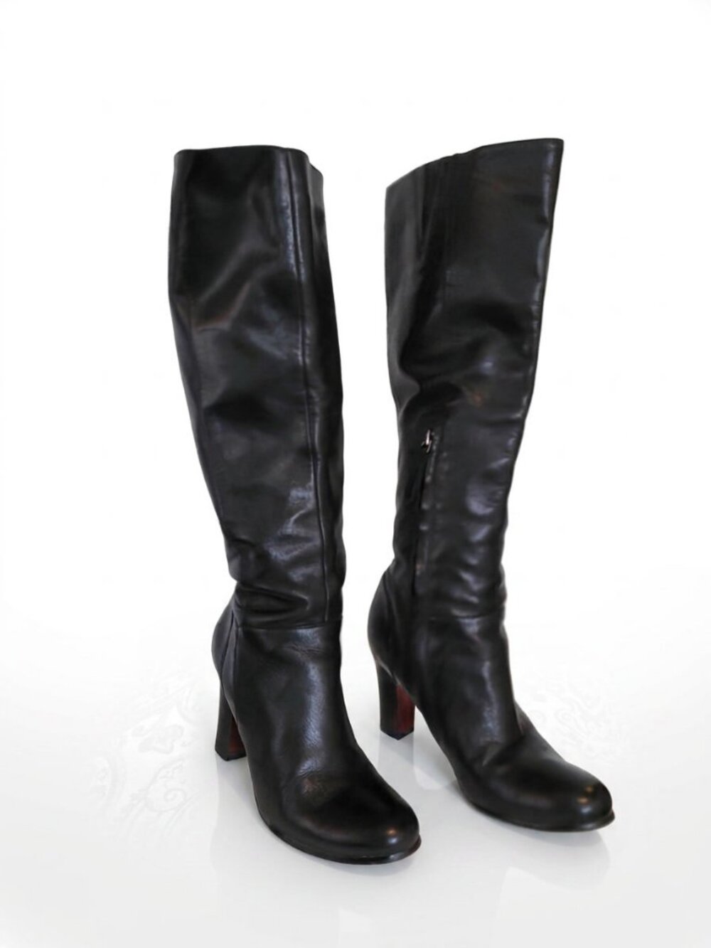 Sam Edelman Serephina Black Leather Tall Heeled Boots Size 6